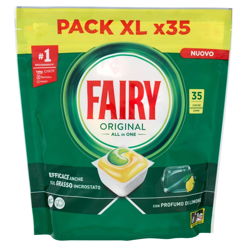Fairy Pastiglie Lavastoviglie Original All in One, Detersivo Piatti Limone, 35 Capsule 473 g